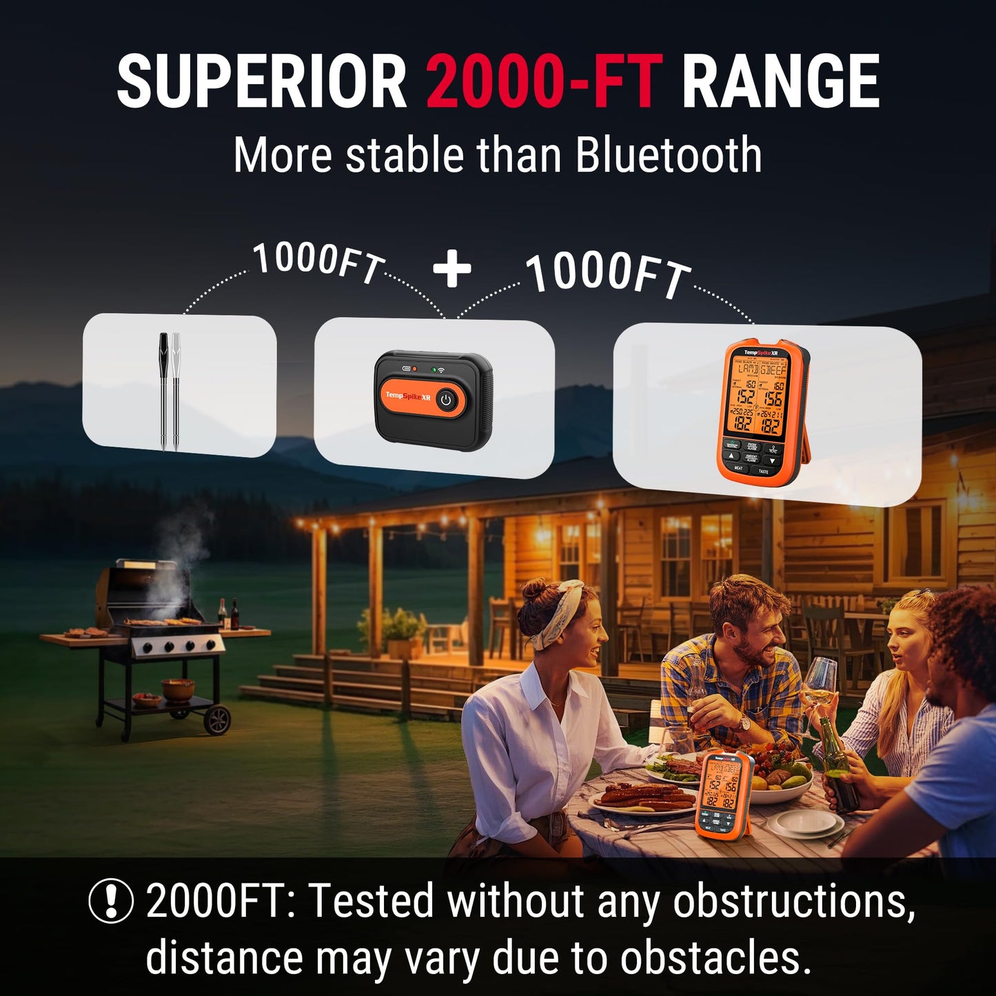 TempSpike 2000FT Wireless Meat Thermometer Digital with 2 Ultra-Thin Wireless Meat Probe, Grill Thermometer Wireless for Rotisserie, Smoker, BBQ, Steak Grilling Accessory, Kitchen Cooking Thermometer