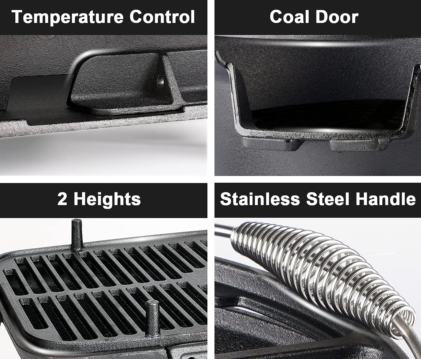 IronMaster Hibachi Grill Outdoor - Small Portable Charcoal Grill, 100% Cast Iron, Japanese Yakitori Tabletop Camping Grill - Cooking Grate Surface 17" x 10.5" for 5-8 People