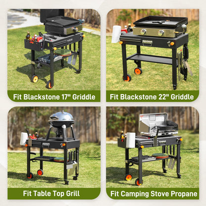 LKVHV Portable Outdoor Grill Table, Stand Solid and Sturdy 31"W x 17"D, Movable Kitchen Cooking Prep BBQ Cart With Wheels, Folding Cart for Ninja Grill, Blackstone Griddle 17"/22" etc.