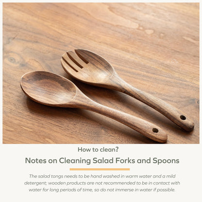 Muso Wood Acacia Salad Servers,10-inch,set of 2 (Acacia salad servers)