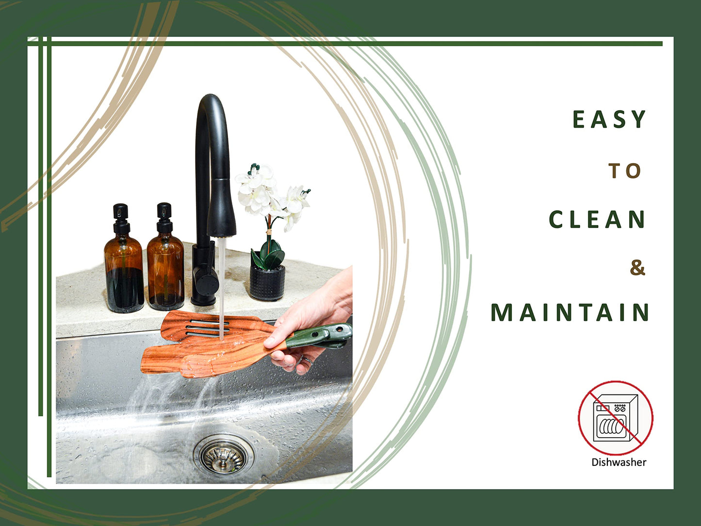 6Pcs Spurtle with Spoon Rest, Wood Spatula Olive Green, Wooden Utensils for Cooking, Wood Spatula, Wooden Kitchen Utensil Set, Spurtles Kitchen Tools