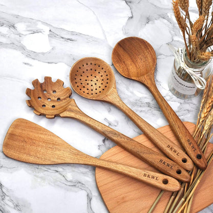 12Pcs Wooden Utensils for Cooking Kitchen Utensils Wooden Spatulas
