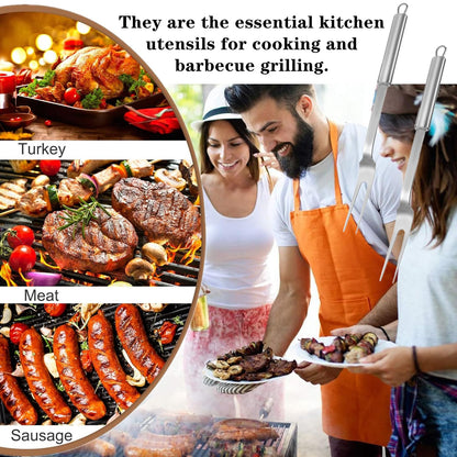 FJYXCHENXM 2 PCS Meat Forks Professional Meat Cooking Fork Grilling Fork Stainless Steel Meat Fork BBQ Fork,Two Pronged Forks for Kitchen(13 Inch)