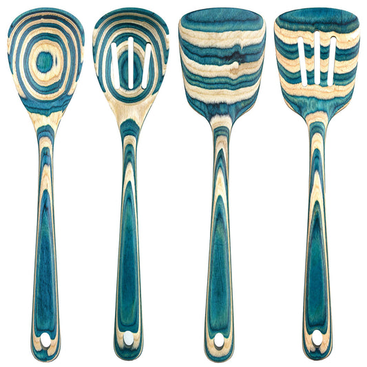 Totally Bamboo Baltique Mykonos Collection 4 Piece Cooking Utensil Set, Safe for Nonstick