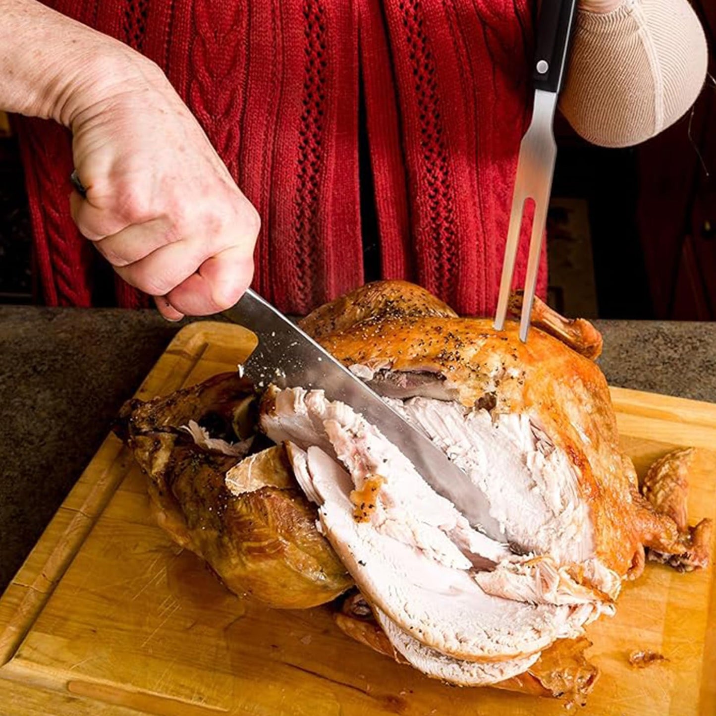 Stainless Steel Carving Forks, 2 Pcs, Electroplated Handle, for Outdoor BBQ, Turkey, Parties