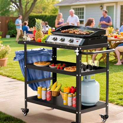 TOLEAD Outdoor Grill Cart, Grill Tables for Outside, Grill Carts Outdoor with Wheels, BBQ Cart Outdoor Prep Table, Pizza Oven Table for Outside, Griddle, Patio