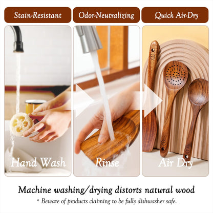 Wooden Spoons for Cooking – 6-12 Piece Teak Wood Cookware Utensil Set with Smooth Finish – Non-Stick, Comfortable Grip – Durable, Heat Resistant Kitchen Utensils (6 PCS Set)
