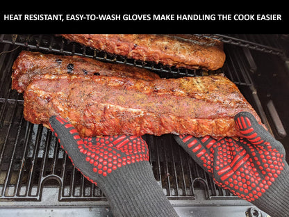 BBQ Smoker Grill Professional Meat Injector Syringe Kit for Smoking with Case, Heat Resistant Non Slip Gloves and Silicone Mop Brush for Turkey Marinade Injection