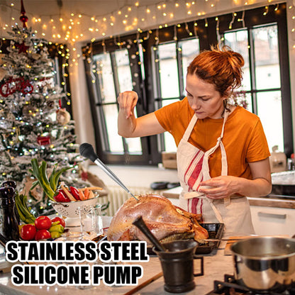 Yoki Peony Stainless Steel Turkey Baster Baster Syringe for Cooking, Meat Injector Syringe