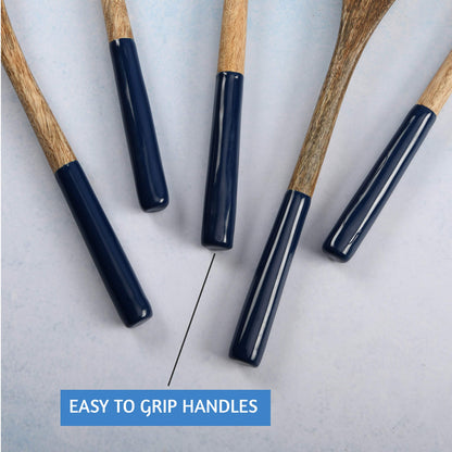 Folkulture Wooden Spoons for Cooking | 12" Premium Acacia Wooden Utensil Set of 5 - Smooth Finish, Soft Comfort Cooking Utensils Set for Kitchen, Gifts | Non Stick Wooden Cooking Utensils Set of 5