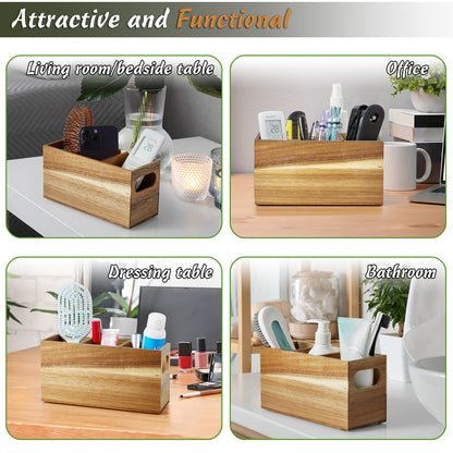 DRASTAR Silverware Holder, Acacia Wooden Utensil Caddy, Silverware Organizer Countertop, Cutlery Holder for Party, Fork Spoon Knife Organizer