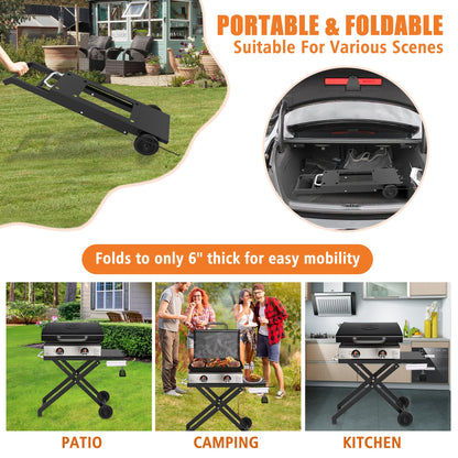 KEESHA Foldable Grill Stand for Blackstone 22'' and 17'' Griddle 1814 1971 1832 1666 1840, Portable Grill Cart Table for Outdoor and Indoor with Wheels
