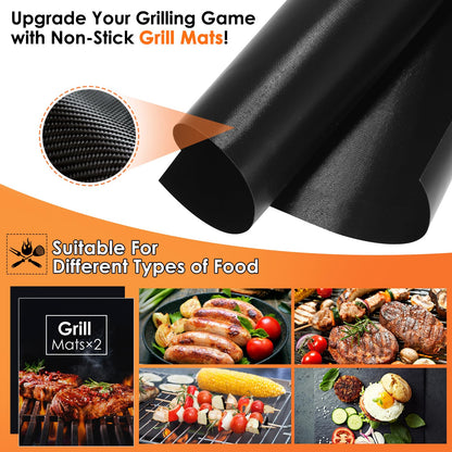 Yoehka BBQ Grilling Accessories Set, 34Pcs Heavy Duty Grill Tools for Outdoor Camping, Grilling Gifts for Men Dad, Stainless Steel Barbecue Utensils Kit with Mats and Glove in Carrying Bag, Silver