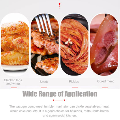 HQHAOTWU Vegetable Marinating Machine Meat Vegetable Tumbler Marinator Food Vacuum Marinator Fast Marination Process Meat Pickle Machine with Vacuum Pump 45L Capacity Timing Range 0-99 Minutes 110V
