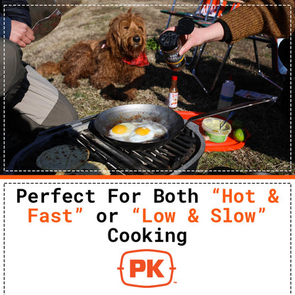 PK Grills PKGO Portable Hibachi Charcoal Grill, Portable Grill with Cast Aluminum Outdoor Smoker, BBQ Grill for Camping, Backyard Grilling, Park, Tailgating