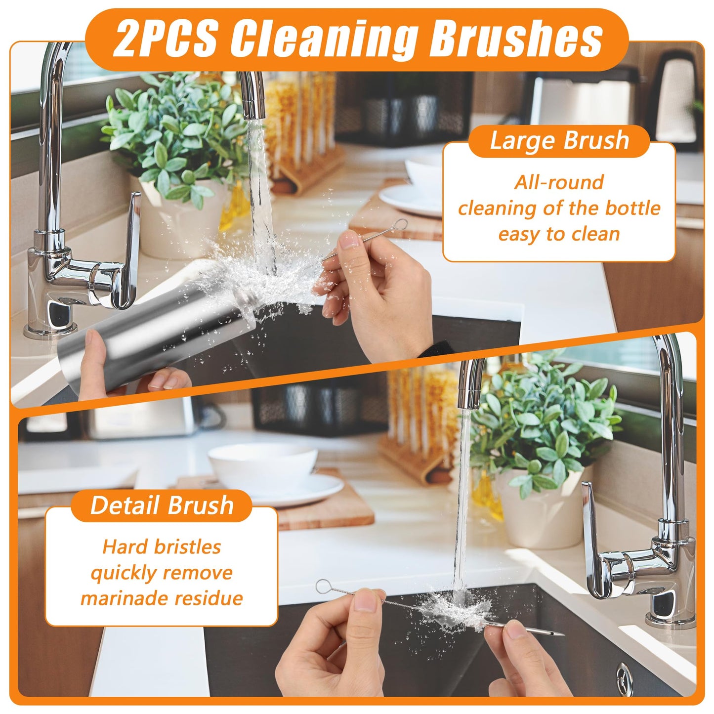 Anglekai Spray Bottle and Marinade Injector, Meat Injector Syringe with Stainless Steel Oil Spray Bottle/Marinade Needles/ 2 Brushes/Hose for Meat BBQ