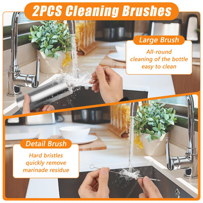 Anglekai Spray Bottle and Marinade Injector, Meat Injector Syringe with Stainless Steel Oil Spray Bottle/Marinade Needles/ 2 Brushes/Hose for Meat BBQ