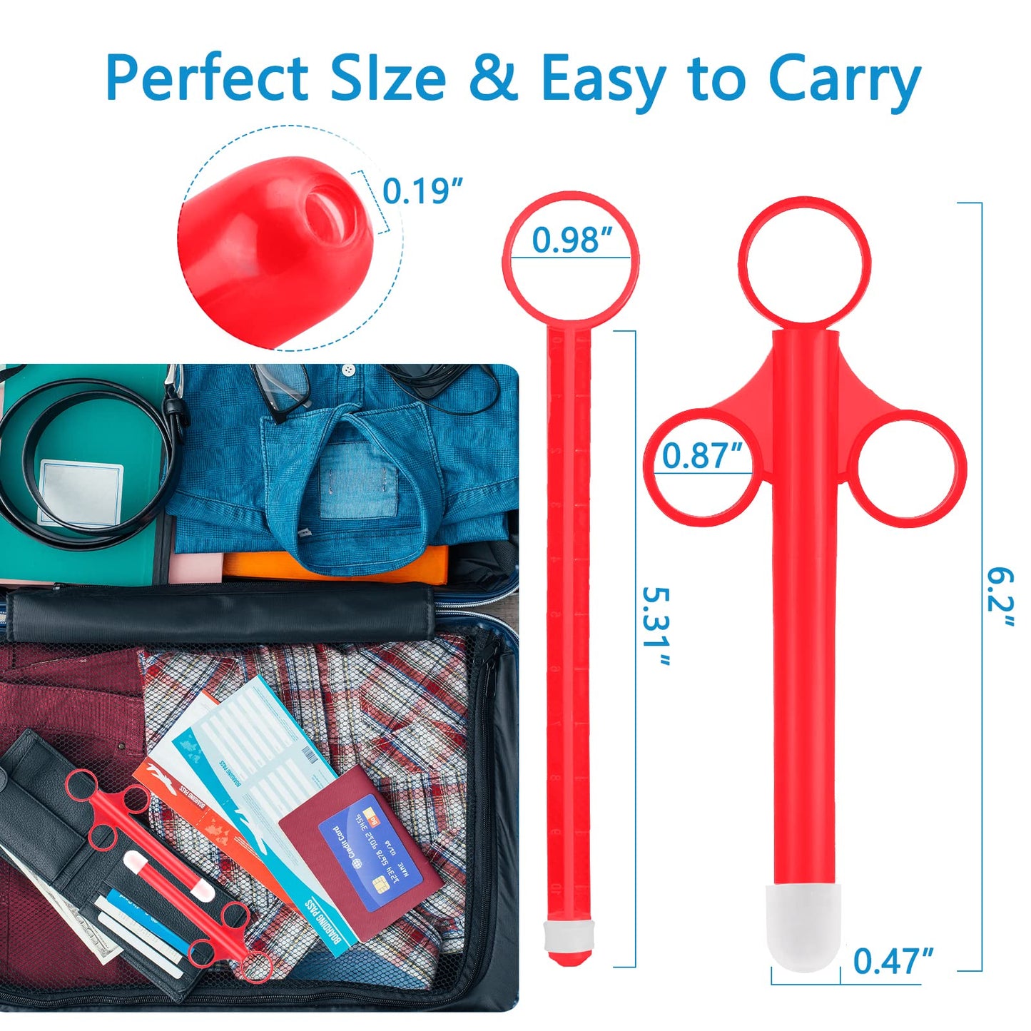 Lube Applicator Syringes, Precision Lubricant Dispensers, 2-Pack Injector with Smooth Rounded Cap, Ideal for Men, Women & Couples - Reusable, Easy to Use & Clean [10ml][White & Red]