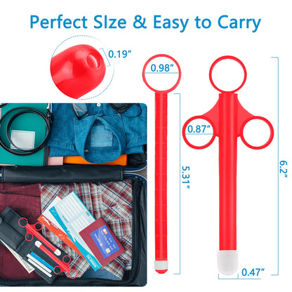 Lube Applicator Syringes, Precision Lubricant Dispensers, 2-Pack Injector with Smooth Rounded Cap, Ideal for Men, Women & Couples - Reusable, Easy to Use & Clean [10ml][White & Red]