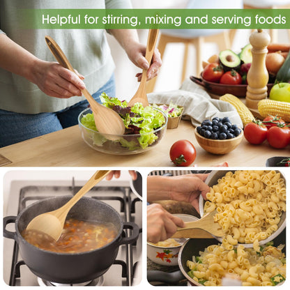 LorisArm Slotted Cooking Spoon, 12.5" Large Bamboo Serving Spoons for Mixing Stirring draining, Wood Slotted Spoon for Nonstick Kitchen Utensils Tableware Wooden Scoop Spoon.