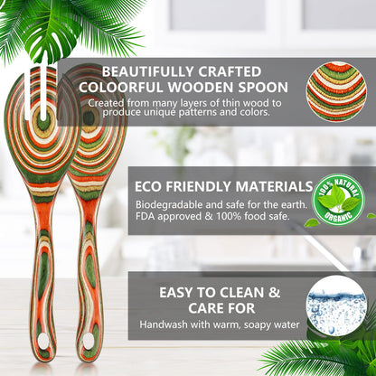 Salad Tongs, Wooden spoons, Salad Tongs for Serving, WOSPONFAN 10-inch Pakkawood Serving Utensils Set Salad Servers Set Kitchen Cooking Utensil