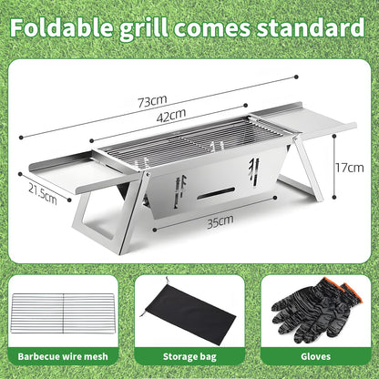 Stainless Steel Grill for Home Indoor Outdoor Camping Charcoal Convenient Folding BBQ Grill Silver Stand