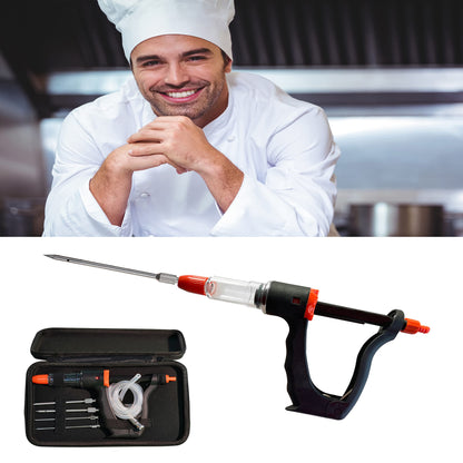 Marinade Injector Syringe Meat Needles, Seasoning Injector,Meat Injector Kit with Case,Injection Brine Marinades for Meat, Turkey, Chicken,Beef,Fish -15ml Barrel Chamber - 4 x 4.4 Inch S/S Needles