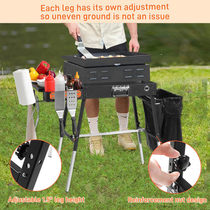 Portable Outdoor Grill Table, Blackstone Griddle Stand, Movable Griddle Stand Fit 17 Inch or 22 Inch, Grill Cart for Blackstone, Ninja Woodfire Grill Stand
