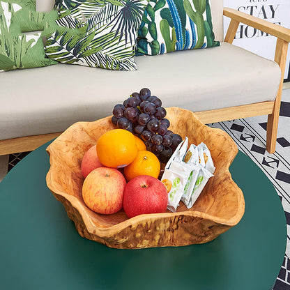 JFFLYIT Creative Wood Bowl Root Carved Bowl Handmade Natural Real Wood Candy Serving Bowl (12"-14")