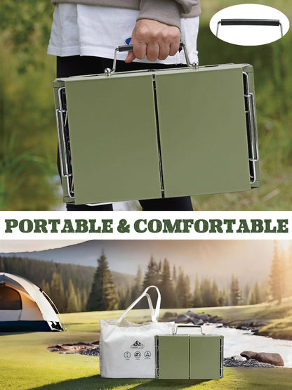 Charmline 14x9inch Small Desktop Charcoal Grill, Liftable Grilling Net, Saving Space Grill for Indoor and Outdoor, BBQ Grill for Camping, Gardens, Picnics, Beach Parties, Green