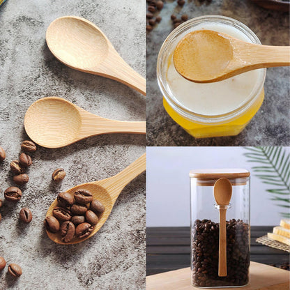 4 Pcs Small Wooden Spoons，3.5 Inch Mini Handmade Bulk Nature Tiny Spoons Little Wooden Teaspoons for Jars Sugar Coffee Creamer Honey Spices Salt Kitchen Supplies