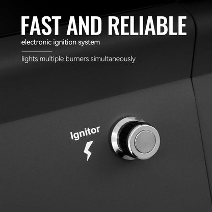 Royal Gourmet GA4401T 4 Burner Propane Gas Grill with Porcelain-enameled Cast Iron Grates, Outdoor BBQ Grill with Warming Rack for Outdoor Cooking and Backyard Barbecues, Black and Gray