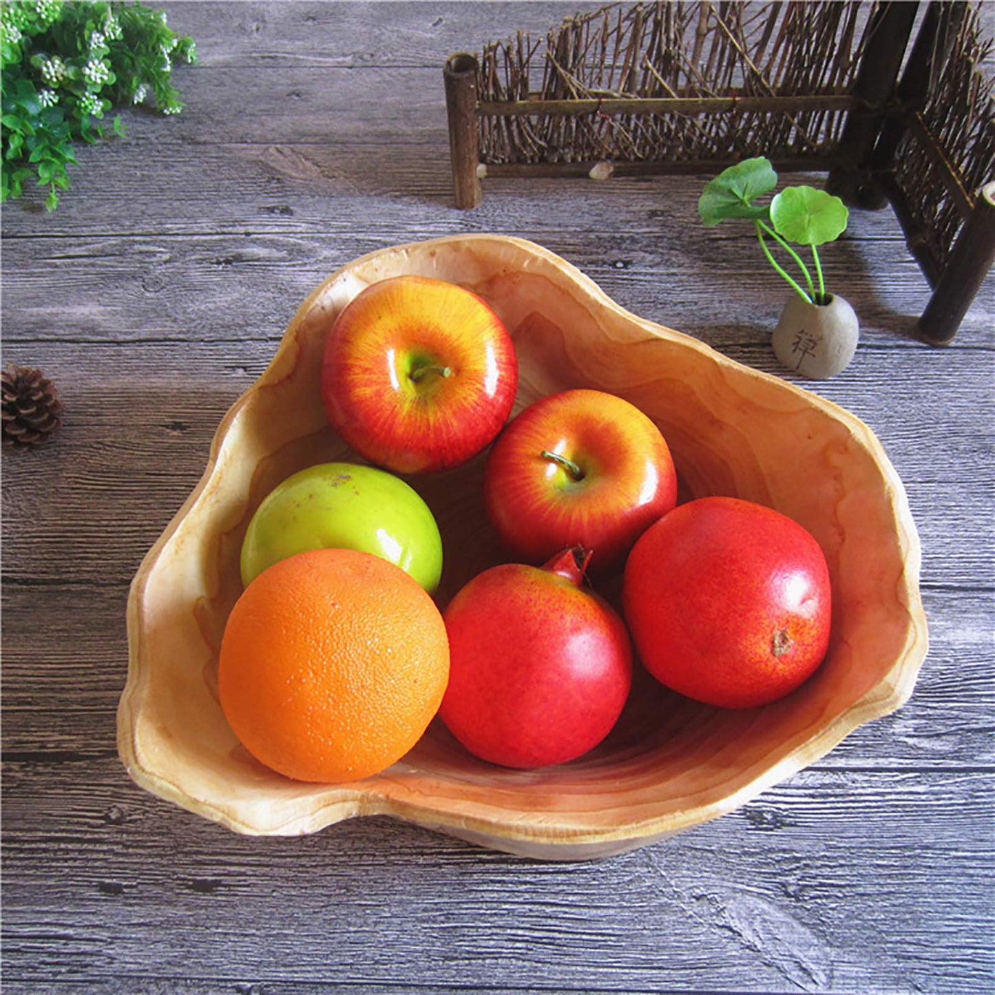 KIDYBELL Wood bowl(12"-14"),Handmade Natural Root Bowls, Fruit Salad Bowls, Creative Wooden Bowls, Each Piece is Unique
