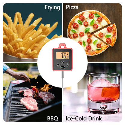 Timloon Waterproof Digital Candy Thermometer for Candy Making, Instant Read Cooking Thermometer with Pot Clip, Backlight LCD, 8" Long Probe, Temperature Alarm, ℃/℉ Switch for Kitchen, Outdoor BBQ