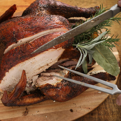 Ergo Chef Pro Series 8-Inch Meat Fork - Carving & Serving Fork - Forged High Carbon Stainless-Steel, Full Tang, Black Handle