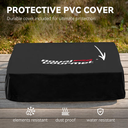 Royal Gourmet PD1301S Portable 24-Inch 3-Burner Table Top Gas Grill Griddle with Cover, 25,500 BTUs, Outdoor Cooking Camping or Tailgating, Black