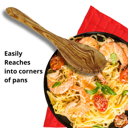 AramediA Olive Wood Spoon - Handcrafted Durable & Heat-Resistant, Perfect for Cooking, Serving, and Mixing, Eco-Friendly, Made by Tunisian Artisans (12.5" x 2.5" x 0.3")