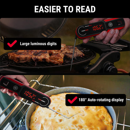 ThermoPro Lightning 1-Second Instant Read Meat Thermometer, Kitchen Food Thermometer with Auto Wake/Sleep/180° Rotating Display, Waterproof Cooking Thermometer for Oil Deep Fry Smoker BBQ Grill
