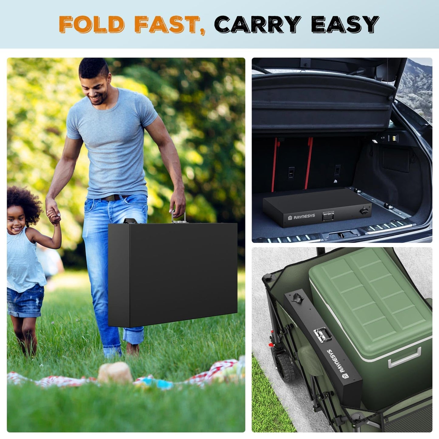 Raynesys Outdoor Grill Cart, 440lbs Outdoor Grill Table, 31x17 inch Blackstone Griddle Stand, Portable Folding Cart with Wheels, 2-Tier Storage Rack & Side Storage Box (Black)