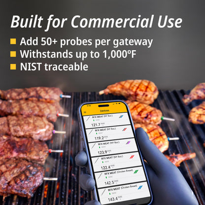 ThermoWorks RFX | Smart Wireless Meat Thermometer | Wi-Fi & Radio Frequency | Stronger Signal Than Bluetooth | Meat Probe for Use in Smoker, Grill, BBQ, Oven - 1-Probe Kit