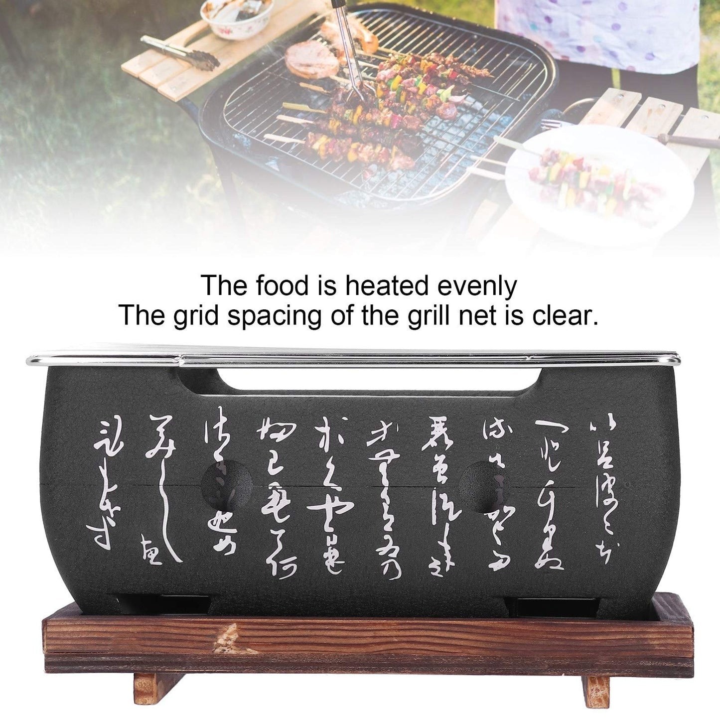 Japanese BBQ Grill, Portable Barbecue Stove with Wire Mesh Grill and Base BBQ Tools Accessories for Yakiniku, Yakitori, Takoyaki