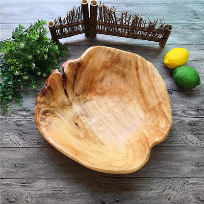 JFFLYIT Creative Wood Bowl Root Carved Bowl Handmade Natural Real Wood Candy Serving Bowl 10"-12"
