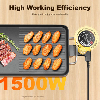Electric Griddle 26" Teppanyaki Grill BBQ with Temperature Control, Smokeless Grill for Burger, Eggs, Pancake Griddle, Cooking Plates for Pancake Barbecue, Large Griddle for 1 to 6 people