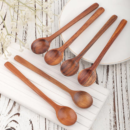 6pcs Small Wooden Spoons, 6.7 Inch Smooth Honey Spoon Mini Wood Teaspoon Dessert Table Spoons Sets for Cooking Serving Eating Stirring Coffee Tea Honey Sugar Soup Jar Condiment Kitchen Utensils