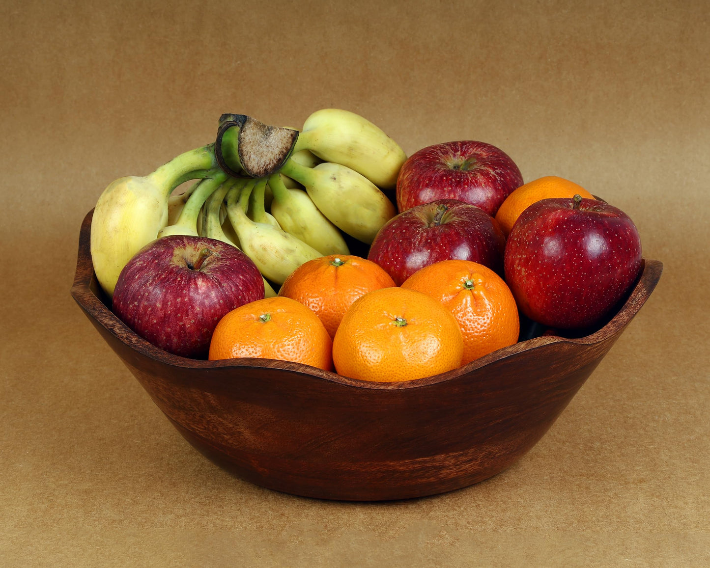 TrendBell Handmade Large Wooden Bowl Mango Wood Decorative Bowl for Veggies, Fruits Wooden Serving Scalloped Bowl Modern Rustic Home Decorations Home Party Wedding Décor 12 x 4.5 x 11 Inches