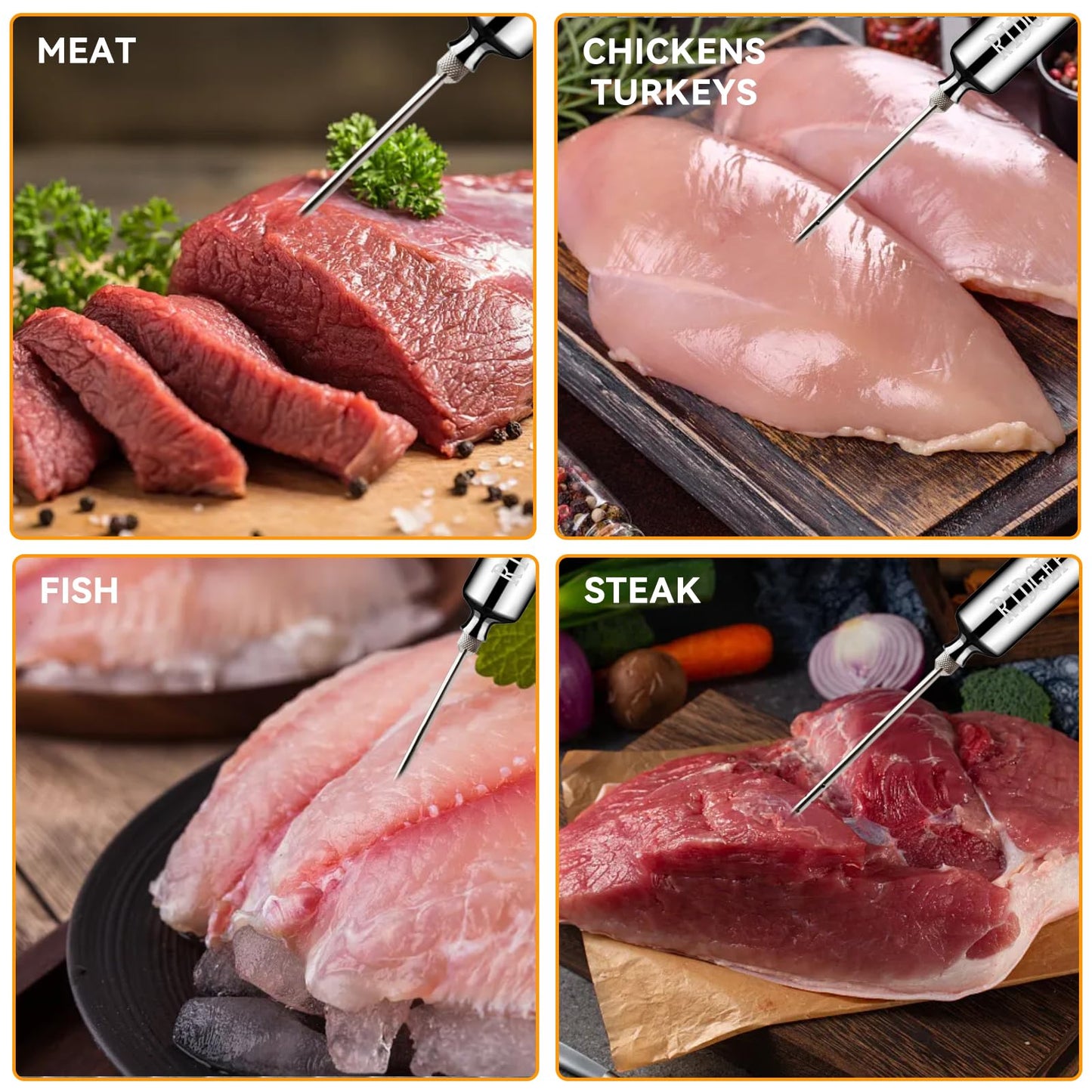 RIDGEPOLE Meat Injector, Marinade Injector with 3 Marinade Needles,Seasoning Injector, Turkey Injector Syringe，2-OZ Large Capacity, All Stainless Steel 2024 UPDATE