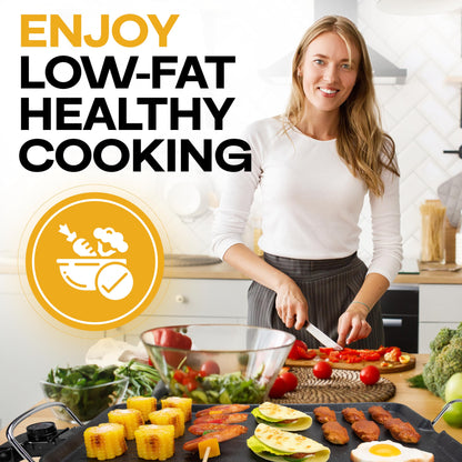 Premium Electric Griddle 27" - Smokeless Indoor Grill - Portable & Nonstick Electric Grill for Outdoor Use - Large Electric Griddle Nonstick with Adjustable Temperature & Even Heating by IDL Packaging