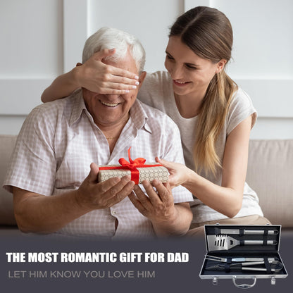 Dad Gifts, Fathers Day Dad Gifts from Daughter Son Heavy Duty Grilling Accessories Kit for Backyard BBQ, Dad Birthday Gift Thick Stainless Steel Grill Utensils with Non-Slip Handle Tool Grill Present
