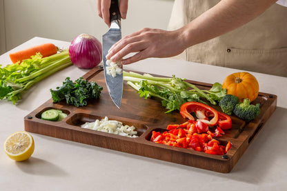 THETCHRY Walnut Wood Cutting Boards for Kitchen, Large Chopping Board Double Sided, End Grain Cutting Board with Handle, Charcuterie Butcher Block for Meal Prep & Serving with Gift Box, 17"×13"×1"