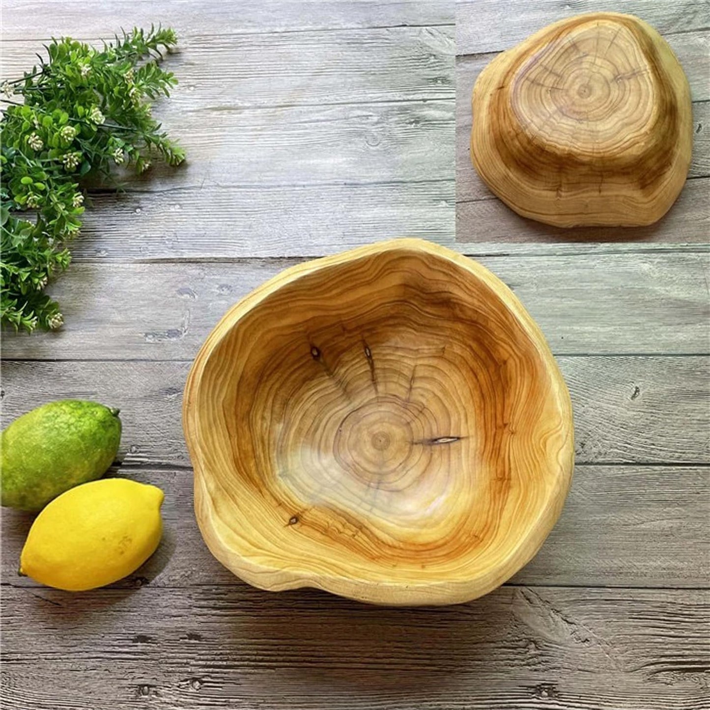 MIATTCLD Wooden Bowl Decorative Natural Wood Fruit Bowl, Irregular Creative Wood Bowls, Rustic Hand Carved Candy Snack Keys Serving Bowls for Home Decor